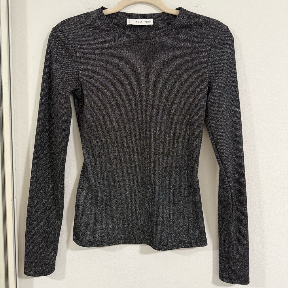 Mango Black Fitted Blouse with Long Sleeves